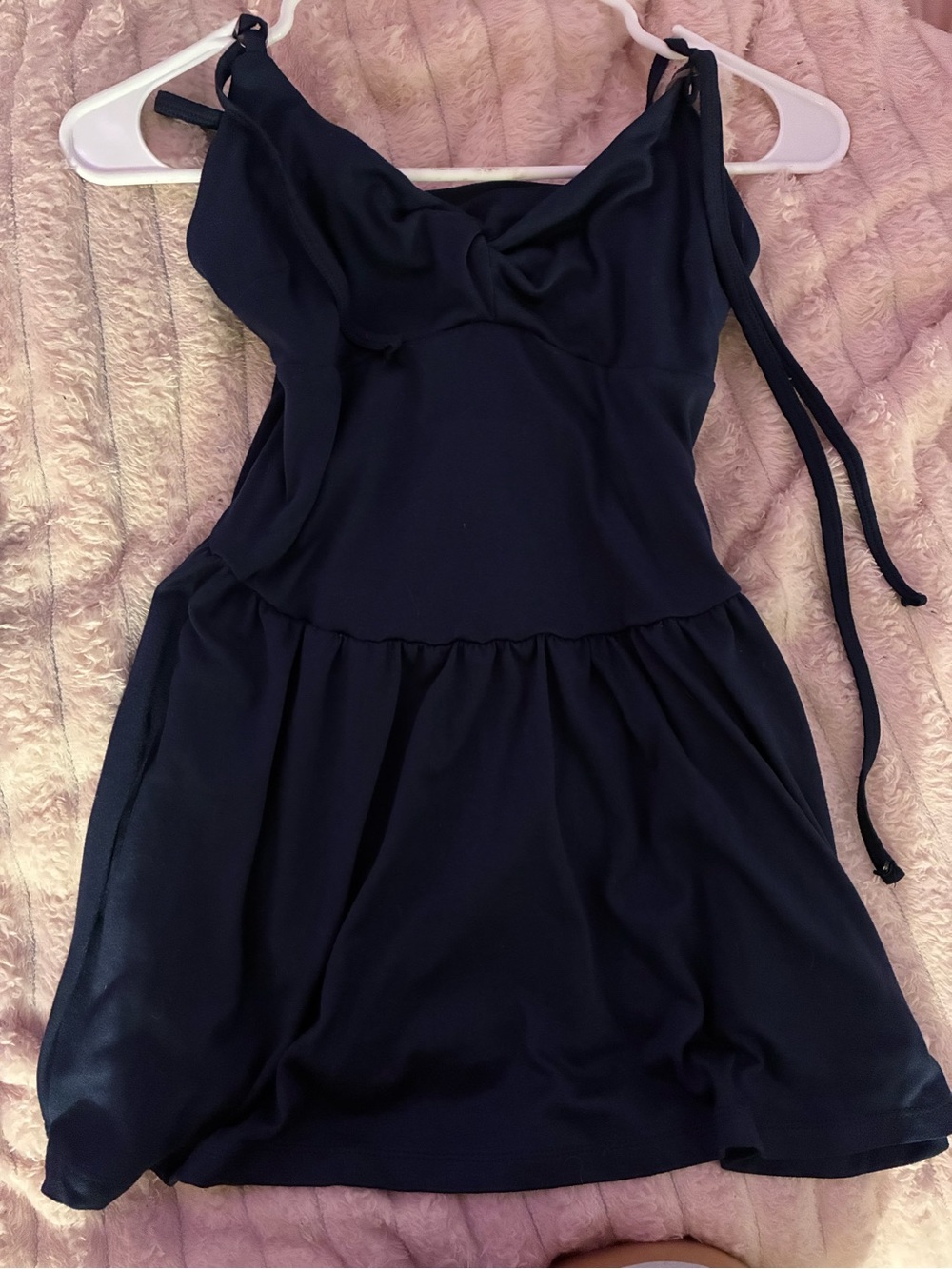 Women's Navy Blue Sleeveless Tie-Shoulder Dress